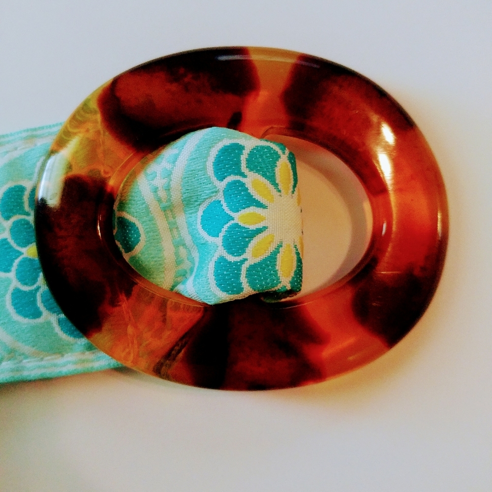 Turquoise Flower Belt w/Tortoise Shell Buckle - Picture 4 of 5